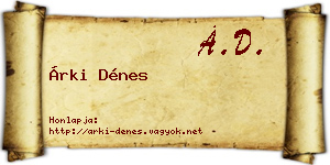 Árki Dénes névjegykártya