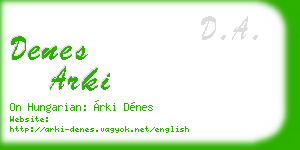 denes arki business card
