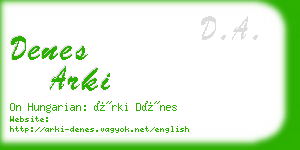 denes arki business card